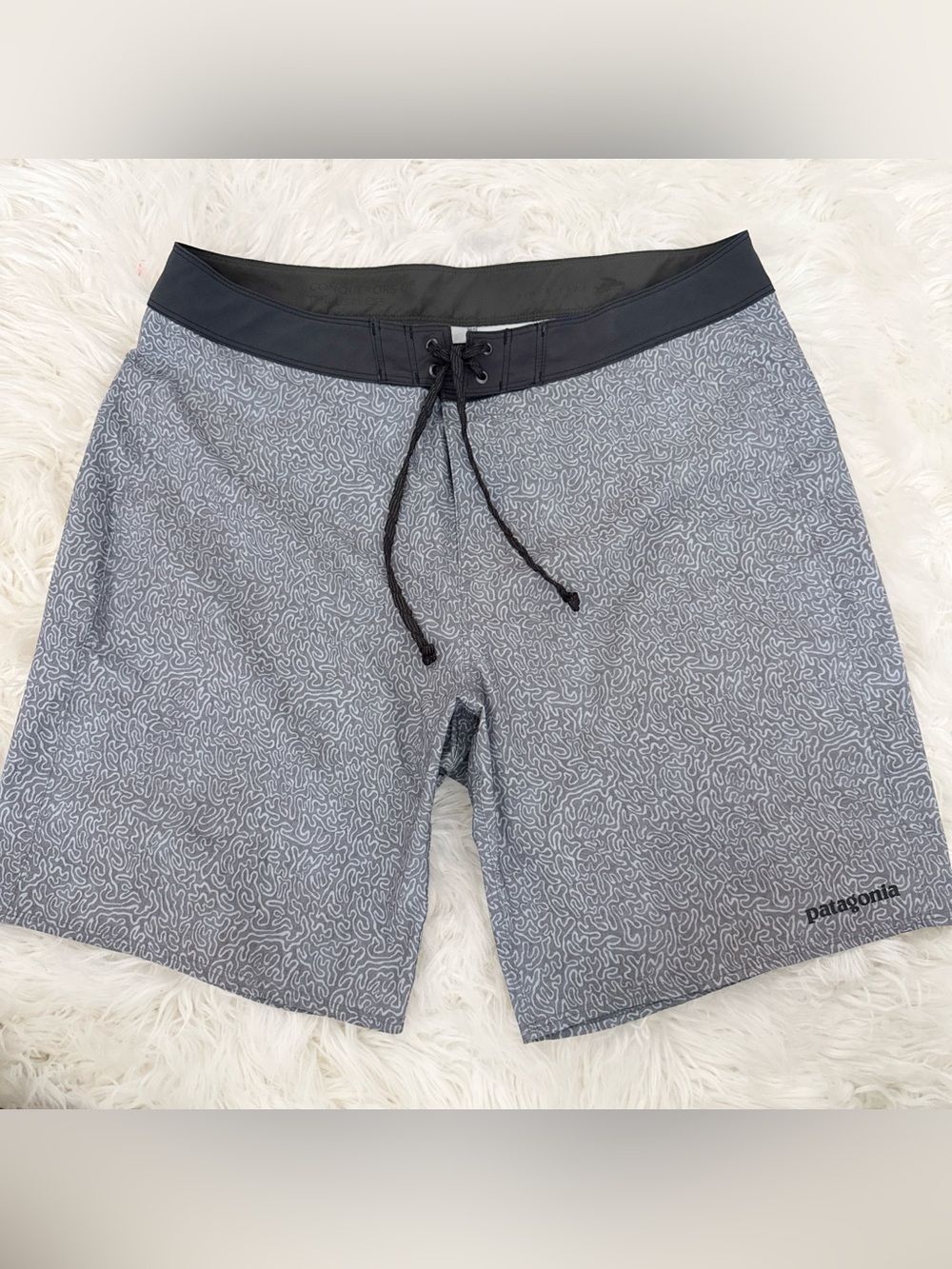Patagonia Gray Patterned Board Shorts with Black Waistband